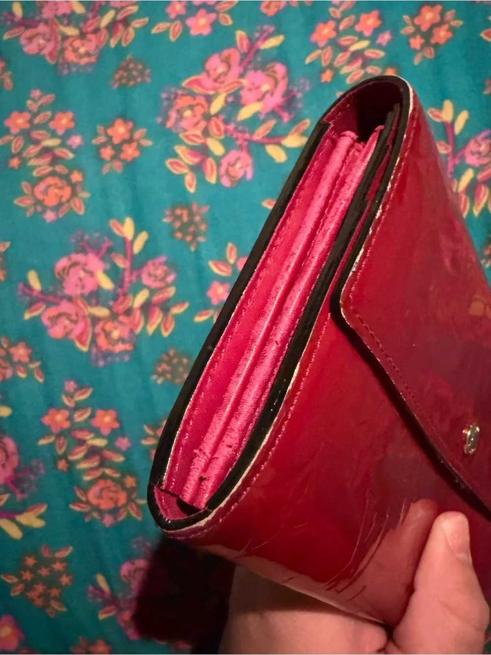 Louis Vuitton Red Vernis Embossed Long Wallet